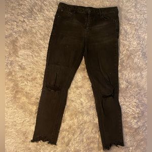 Black, high waisted distressed skinny jeans